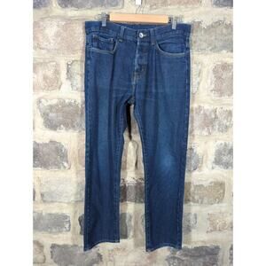 H&M &Denim Mens 32x30 Blue Straight‎ Leg Jeans Regular Waist Button Fly Casual